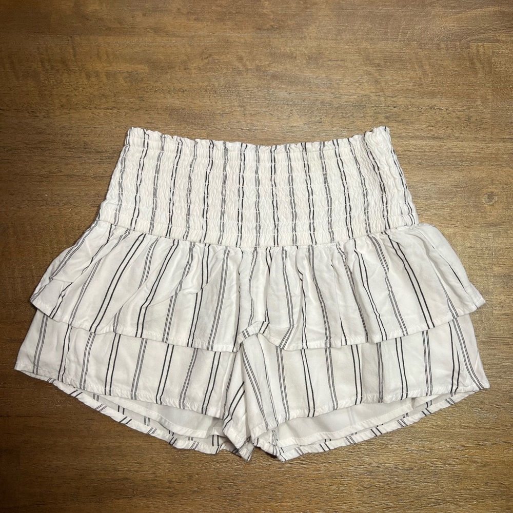Abercrombie Kids High Waist White and Black Striped Shorts